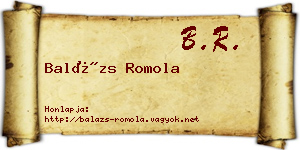 Balázs Romola névjegykártya